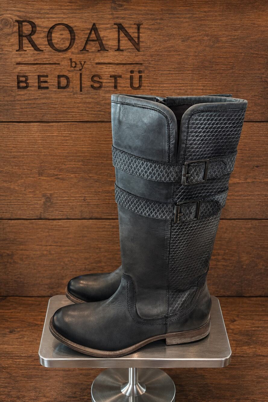 Roan by Bed Stu Date Grey Napa Leather Tall Riding Boots Women’s 6.5
